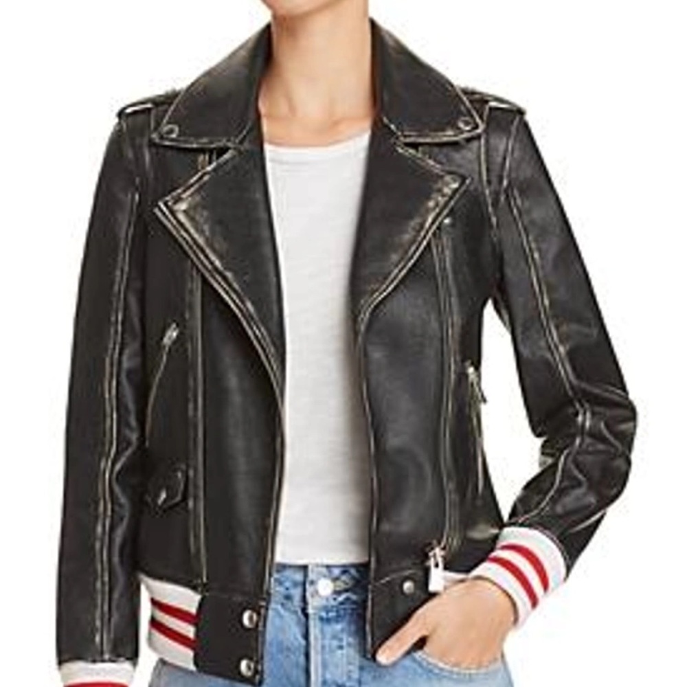 Anine Bing Quinlan Distressed Leather Moto Jacket - Picture 3 of 13